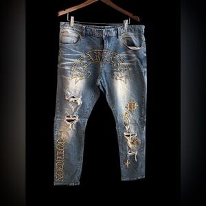 Grindhouse “Fearless”  Men's Distressed Jeans Size 38x34